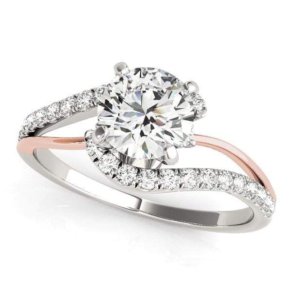 14k White And Rose Gold Bypass Shank Diamond Engagement Ring (1 1/3 cttw) Rings Angelucci Jewelry   
