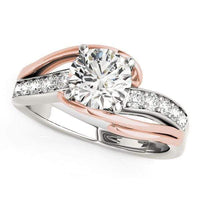 Thumbnail for 14k White And Rose Gold Bypass Shank Diamond Engagement Ring (1 1/8 cttw) Rings Angelucci Jewelry   