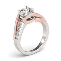 Thumbnail for 14k White And Rose Gold Bypass Shank Diamond Engagement Ring (1 1/8 cttw) Rings Angelucci Jewelry   