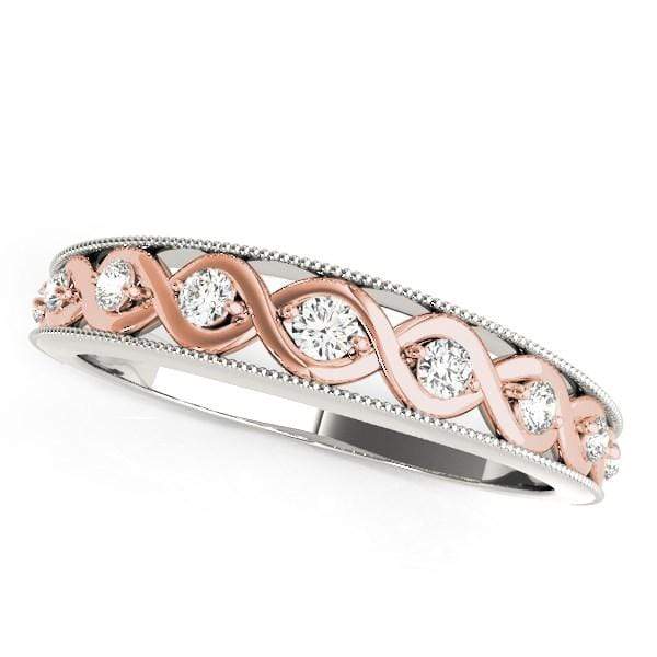 14k White And Rose Gold Infity Diamond Wedding Band (1/8 cttw) Rings Angelucci Jewelry   