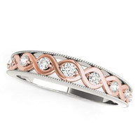 Thumbnail for 14k White And Rose Gold Infity Diamond Wedding Band (1/8 cttw) Rings Angelucci Jewelry   
