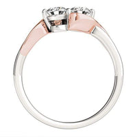 Thumbnail for 14k White And Rose Gold Round Two Diamond Curved Band Ring (5/8 cttw) Rings Angelucci Jewelry   