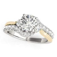 Thumbnail for 14k White And Yellow Gold Round Bypass Diamond Engagement Ring (1 1/2 cttw) Rings Angelucci Jewelry   