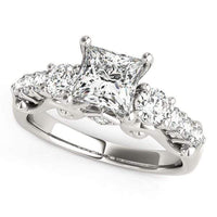 Thumbnail for 14k White Gold 3 Stone Antique Design Diamond Engagement Ring (1 3/4 cttw) Rings Angelucci Jewelry   