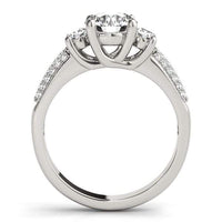 Thumbnail for 14k White Gold 3 Stone Pave Set Band Diamond Engagement Ring (1 7/8 cttw) Rings Angelucci Jewelry   