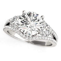 Thumbnail for 14k White Gold 3 Stone Split Pave Shank Diamond Engagement Ring (2 3/4 cttw) Rings Angelucci Jewelry   
