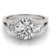Thumbnail for 14k White Gold 3 Stone Split Pave Shank Diamond Engagement Ring (2 3/4 cttw) Rings Angelucci Jewelry   