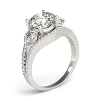 Thumbnail for 14k White Gold 3 Stone Split Pave Shank Diamond Engagement Ring (2 3/4 cttw) Rings Angelucci Jewelry   