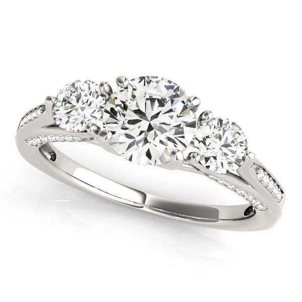 14k White Gold 3 Stone Style Round Diamond Engagement Ring (1 3/4 cttw) Rings Angelucci Jewelry   