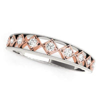 Thumbnail for 14k White Gold And Rose Gold Unique Diamond Wedding Band (1/10 cttw) Rings Angelucci Jewelry   