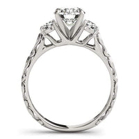 Thumbnail for 14k White Gold Antique Design 3 Stone Diamond Engagement Ring (1 3/4 cttw) Rings Angelucci Jewelry   