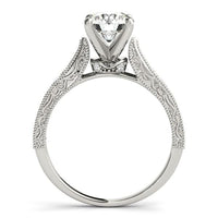 Thumbnail for 14k White Gold Antique Design Diamond Engagement Ring (1 5/8 cttw) Rings Angelucci Jewelry   
