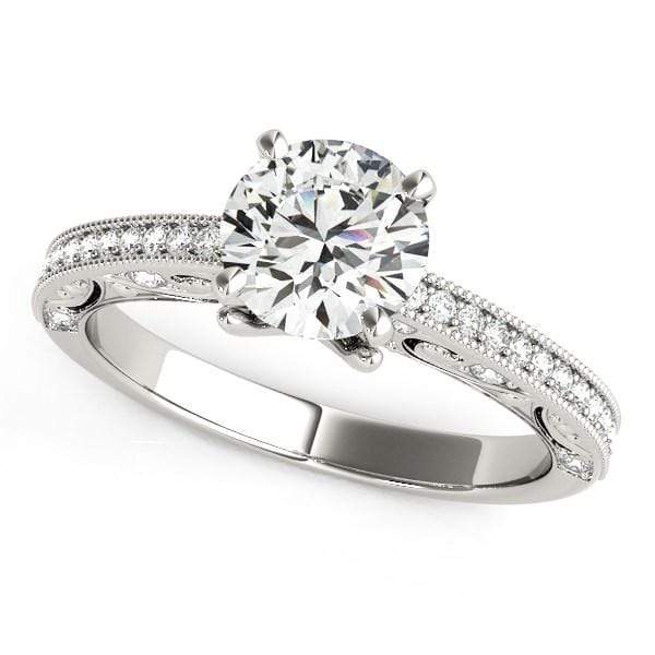14k White Gold Antique Pronged Round Diamond Engagement Ring (1 1/8 cttw) Rings Angelucci Jewelry   