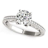 Thumbnail for 14k White Gold Antique Pronged Round Diamond Engagement Ring (1 1/8 cttw) Rings Angelucci Jewelry   