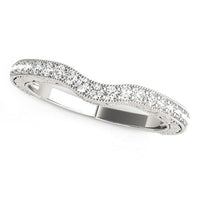 Thumbnail for 14k White Gold Antique Style Milgrained Curved Diamond Ring (1/4 cttw) Rings Angelucci Jewelry   