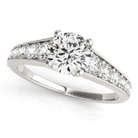 Thumbnail for 14k White Gold Antique Tapered Shank Diamond Engagement Ring (1 3/8 cttw) Rings Angelucci Jewelry   