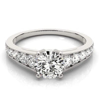 Thumbnail for 14k White Gold Antique Tapered Shank Diamond Engagement Ring (1 3/8 cttw) Rings Angelucci Jewelry   