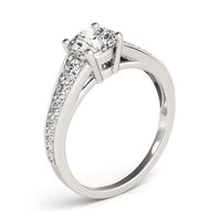 Thumbnail for 14k White Gold Antique Tapered Shank Diamond Engagement Ring (1 3/8 cttw) Rings Angelucci Jewelry   