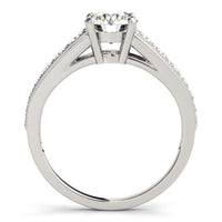 Thumbnail for 14k White Gold Antique Tapered Shank Diamond Engagement Ring (1 3/8 cttw) Rings Angelucci Jewelry   