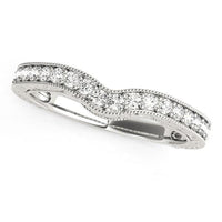 Thumbnail for 14k White Gold Bead Border Curved Diamond Wedding Band (1/4 cttw) Rings Angelucci Jewelry   