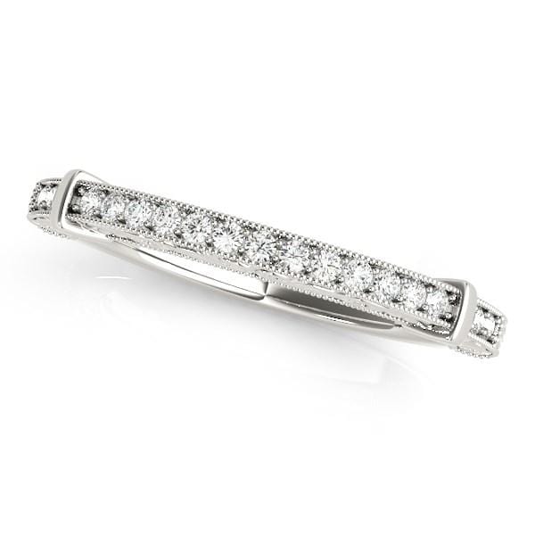 14k White Gold Bead Border Modern Wedding Band (1/8 cttw) Rings Angelucci Jewelry   