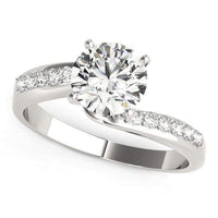 Thumbnail for 14k White Gold Bypass Round Pronged Diamond Engagement Ring (1 5/8 cttw) Rings Angelucci Jewelry   