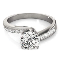 Thumbnail for 14k White Gold Bypass Round Pronged Diamond Engagement Ring (1 5/8 cttw) Rings Angelucci Jewelry   