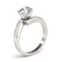 Thumbnail for 14k White Gold Bypass Round Pronged Diamond Engagement Ring (1 5/8 cttw) Rings Angelucci Jewelry   