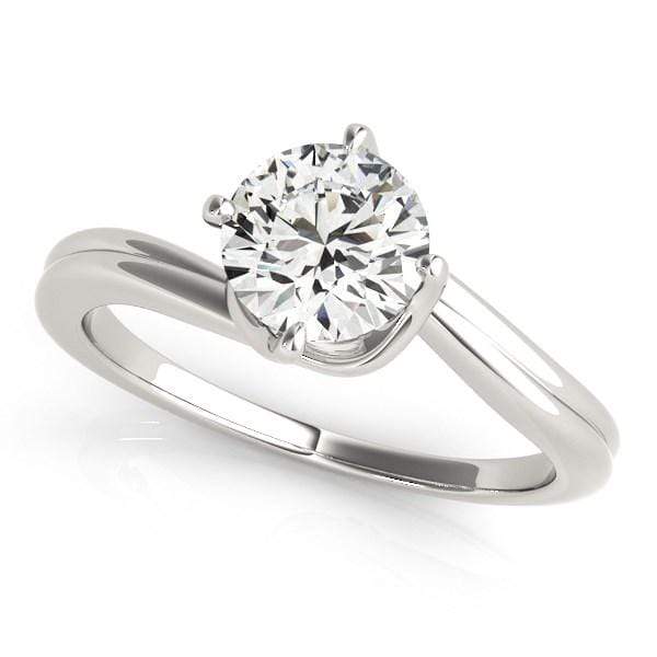 14k White Gold Bypass Style Solitaire Round Diamond Engagement Ring (1 cttw) Rings Angelucci Jewelry   