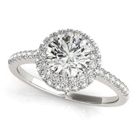 Thumbnail for 14k White Gold Classic Round Diamond Pave Design Engagement Ring (1 1/2 cttw) Rings Angelucci Jewelry   