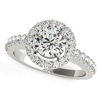 Thumbnail for 14k White Gold Classic with Pave Halo Diamond Engagement Ring (1 1/2 cttw) Rings Angelucci Jewelry   