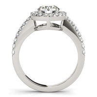 Thumbnail for 14k White Gold Classic with Pave Halo Diamond Engagement Ring (1 1/2 cttw) Rings Angelucci Jewelry   