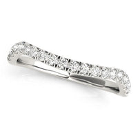 Thumbnail for 14k White Gold Curved Design Diamond Wedding Band (1/4 cttw) Rings Angelucci Jewelry   
