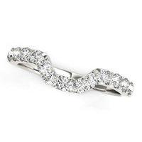Thumbnail for 14k White Gold Curved Design Pave Diamond Wedding Ring (1/6 cttw) Rings Angelucci Jewelry   