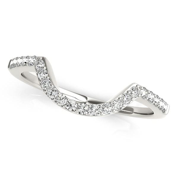 14k White Gold Curved Diamond Wedding Band (1/3 cttw) Rings Angelucci Jewelry   