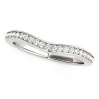 Thumbnail for 14k White Gold Curved Diamond Wedding Band (1/6 cttw) Rings Angelucci Jewelry   