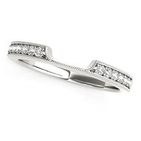 Thumbnail for 14k White Gold Curved Section Antique Style Diamond Wedding Band (1/8 cttw) Rings Angelucci Jewelry   