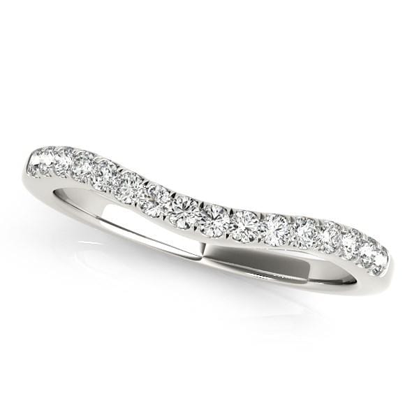 14k White Gold Curvy Style Pave Set Diamond Wedding Band (1/5 cttw) Rings Angelucci Jewelry   