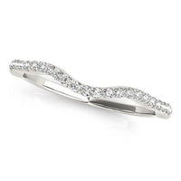 Thumbnail for 14k White Gold Curvy Style Wedding Ring with Round Diamonds (1/8 cttw) Rings Angelucci Jewelry   