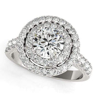 Thumbnail for 14k White Gold Diamond Engagement Ring with Double Pave Halo (2 5/8 cttw) Rings Angelucci Jewelry   