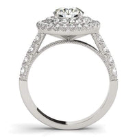 Thumbnail for 14k White Gold Diamond Engagement Ring with Double Pave Halo (2 5/8 cttw) Rings Angelucci Jewelry   