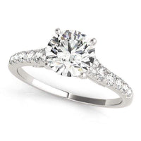 Thumbnail for 14k White Gold Diamond Engagement Ring With Single Row Band (1 3/4 cttw) Rings Angelucci Jewelry   
