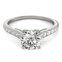 Thumbnail for 14k White Gold Diamond Engagement Ring With Single Row Band (1 3/4 cttw) Rings Angelucci Jewelry   