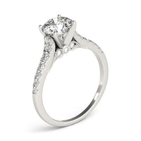 Thumbnail for 14k White Gold Diamond Engagement Ring With Single Row Band (1 3/4 cttw) Rings Angelucci Jewelry   