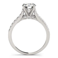Thumbnail for 14k White Gold Diamond Engagement Ring With Single Row Band (1 3/4 cttw) Rings Angelucci Jewelry   