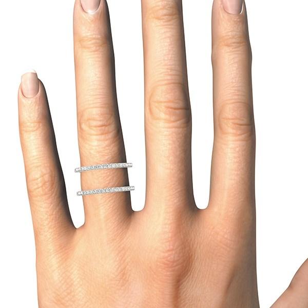 14k White Gold Dual Band Design Ring with Diamonds (1/3 cttw) Rings Angelucci Jewelry   