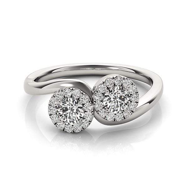 14k White Gold Halo Set Round Two Stone Diamond Ring (3/8 cttw) Rings Angelucci Jewelry   