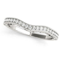 Thumbnail for 14k White Gold Milgrained Pave Set Curved Diamond Wedding Band (1/5 cttw) Rings Angelucci Jewelry   