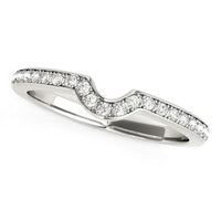 Thumbnail for 14k White Gold Modern Curved Prong Set Diamond Wedding Band (1/8 cttw) Rings Angelucci Jewelry   