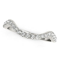 Thumbnail for 14k White Gold Modern Curved Style Pave Diamond Wedding Band (1/5 cttw) Rings Angelucci Jewelry   